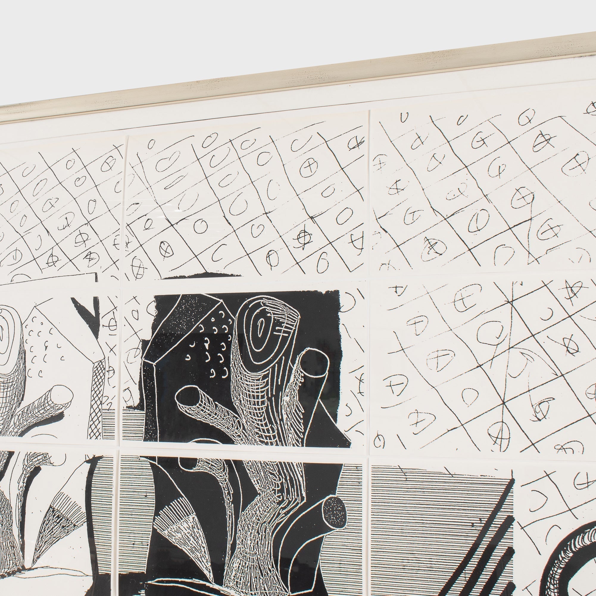 Abstract black and white david hockney print, trees and nature