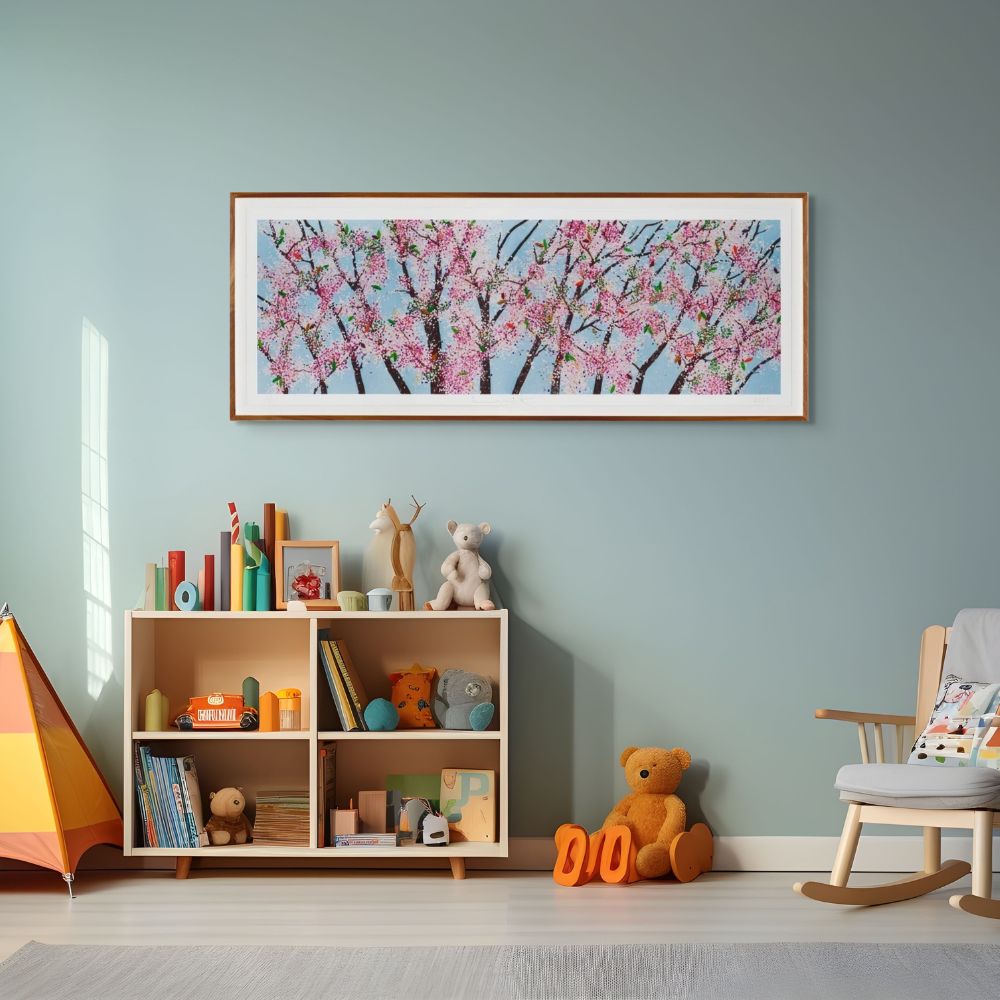 Damien Hirst Artwork floral hung on wall interior design