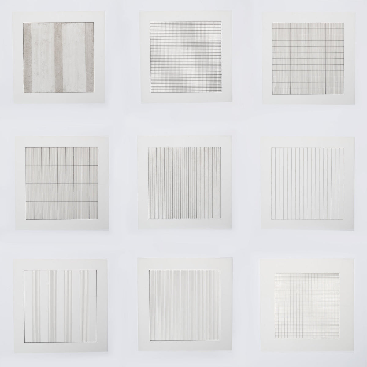 Agnes Martin Paintings and Drawings 1974–1990 lithograph portfolio with subtle geometric compositions