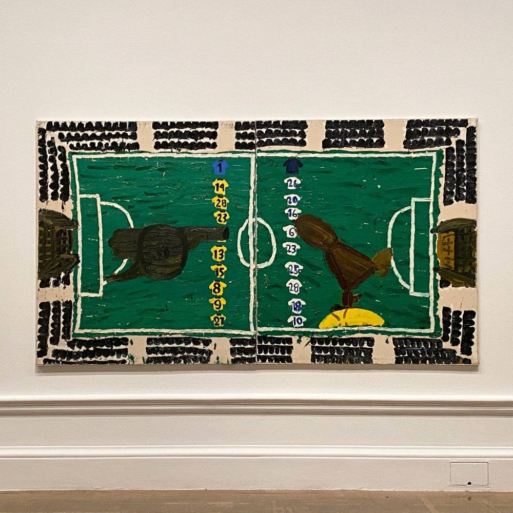 Detail of Rose Wylie contemporary painting inspired by film and sport