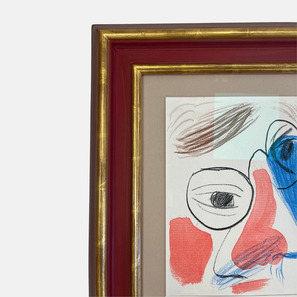Limited edition David Hockney self-portrait print from July 1986, by Lougher Contemporary, showcasing Hockney's distinctive art style.