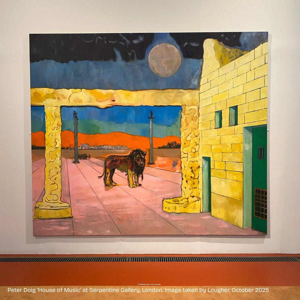 Detail of a House of Music limited‑edition print by Peter Doig in oak frame