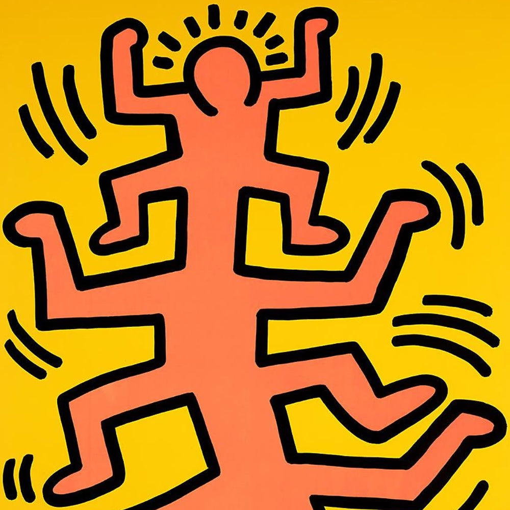 Limited edition Keith Haring Growing print from 1988 by Lougher Contemporary, featuring vibrant abstract figures