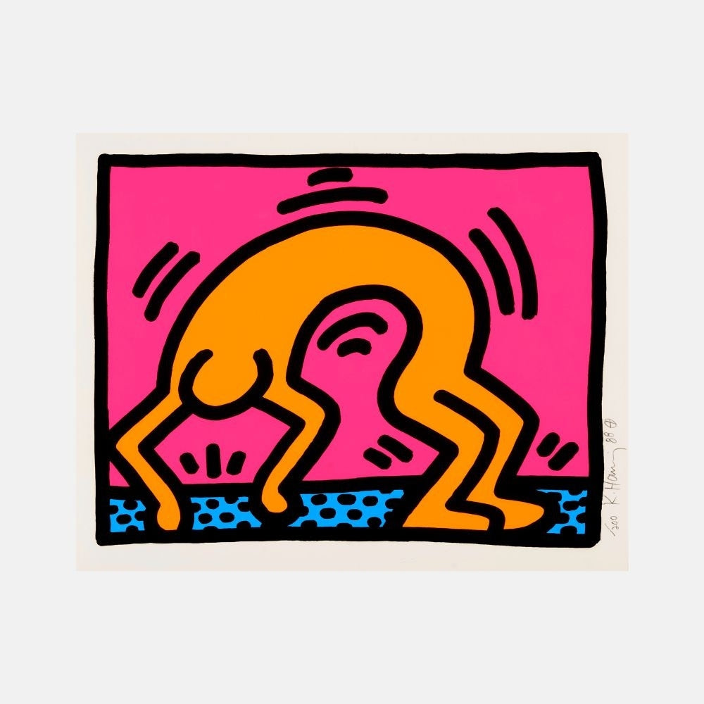Keith Haring pop shop limited edition screenprint featuring his iconic dancing figures