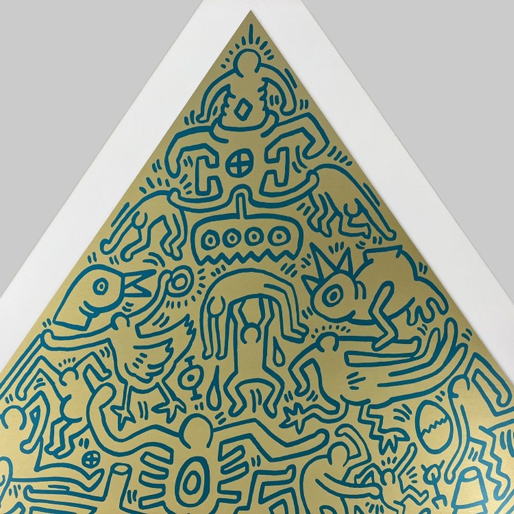 Keith Haring, Pyramid (gold 1), 1989 For Sale | Lougher Contemporary