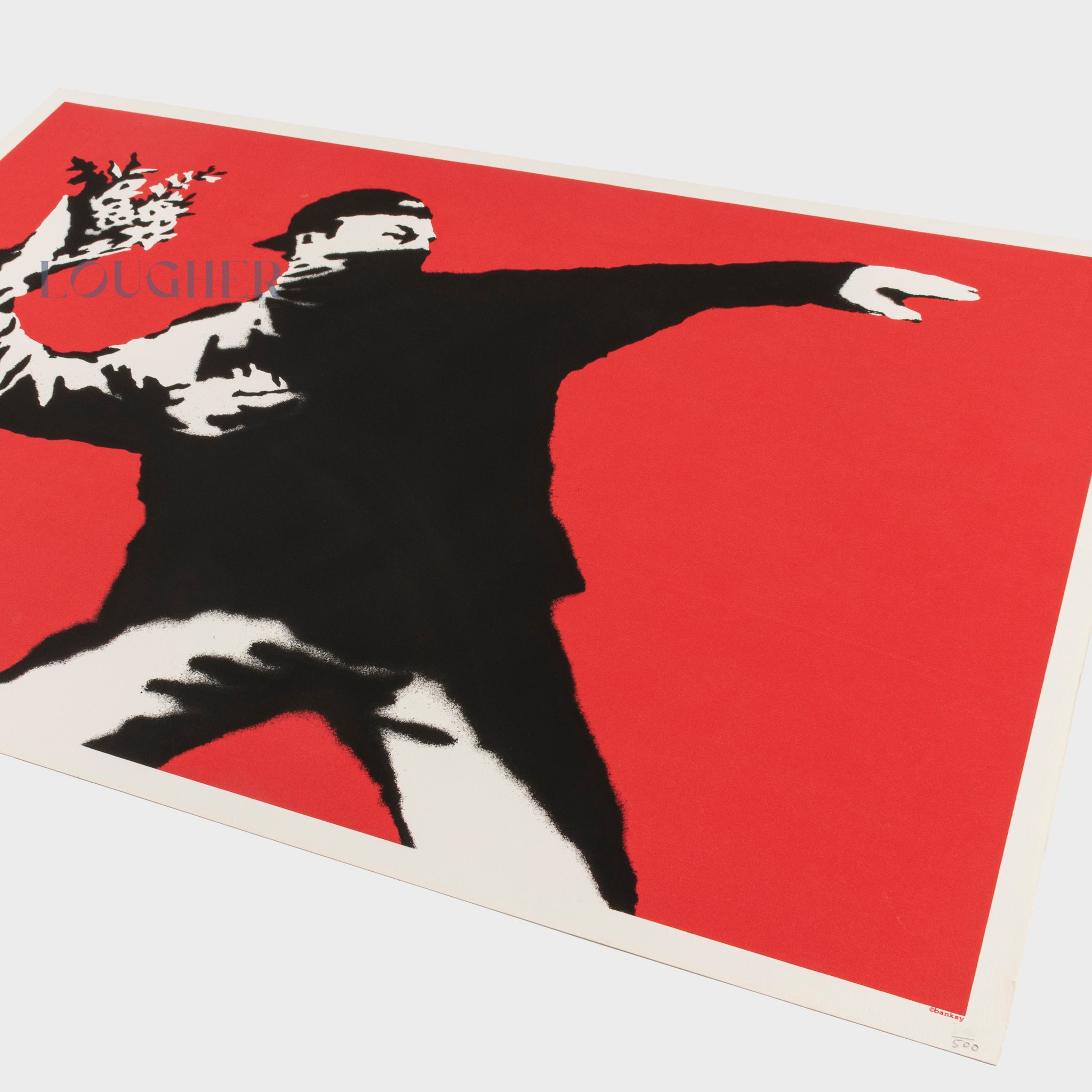 Banksy, Love Is In The Air (Unsigned), 2003 For Sale | Lougher Contemporary
