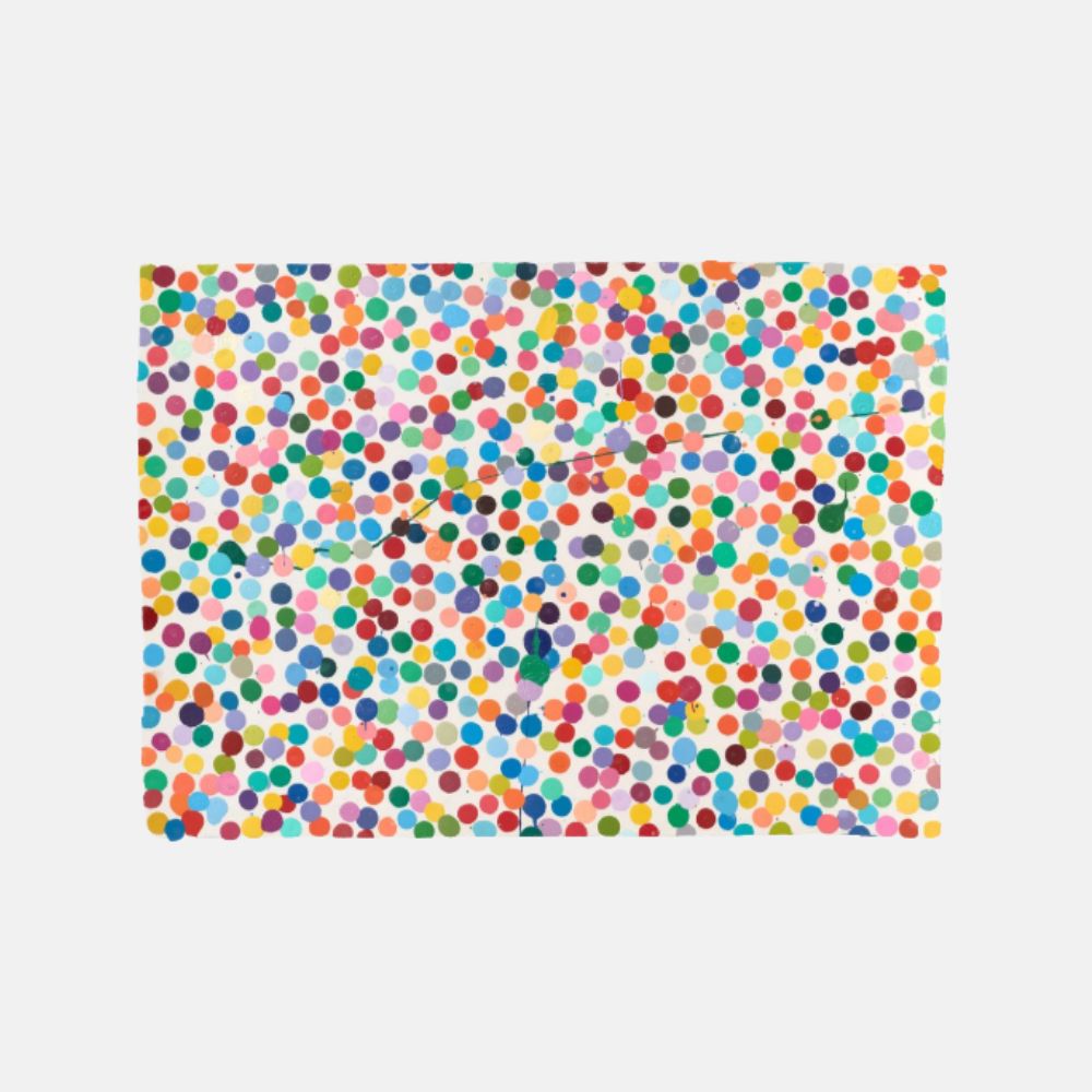 Unique Damien Hirst artwork titled "I'll need you to be" from the Currency series, 2016, on display in a gallery setting.