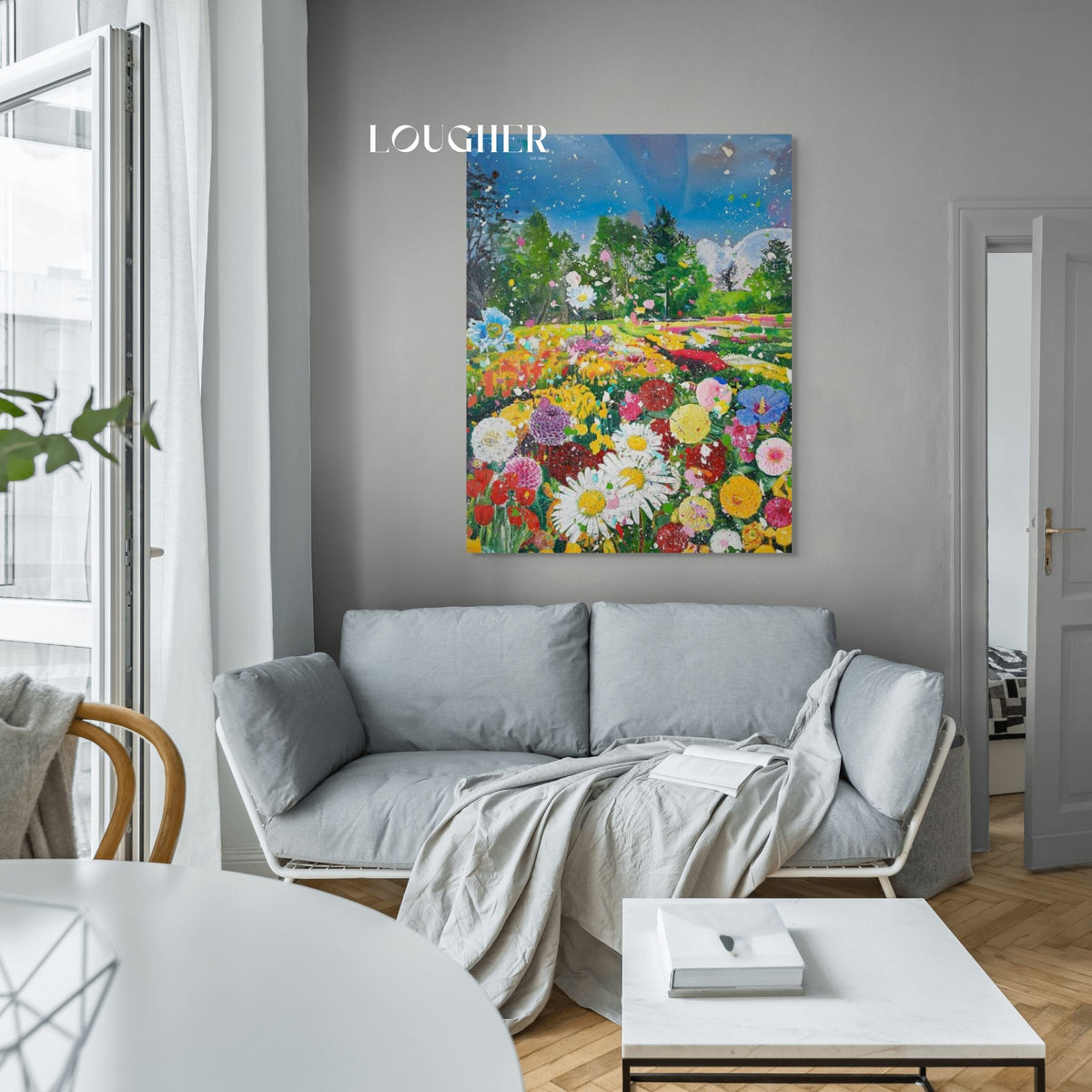 Damien Hirst, H14-7 Selflessness (from the Secrets) (2024), laminated Giclée print featuring a vibrant floral composition.