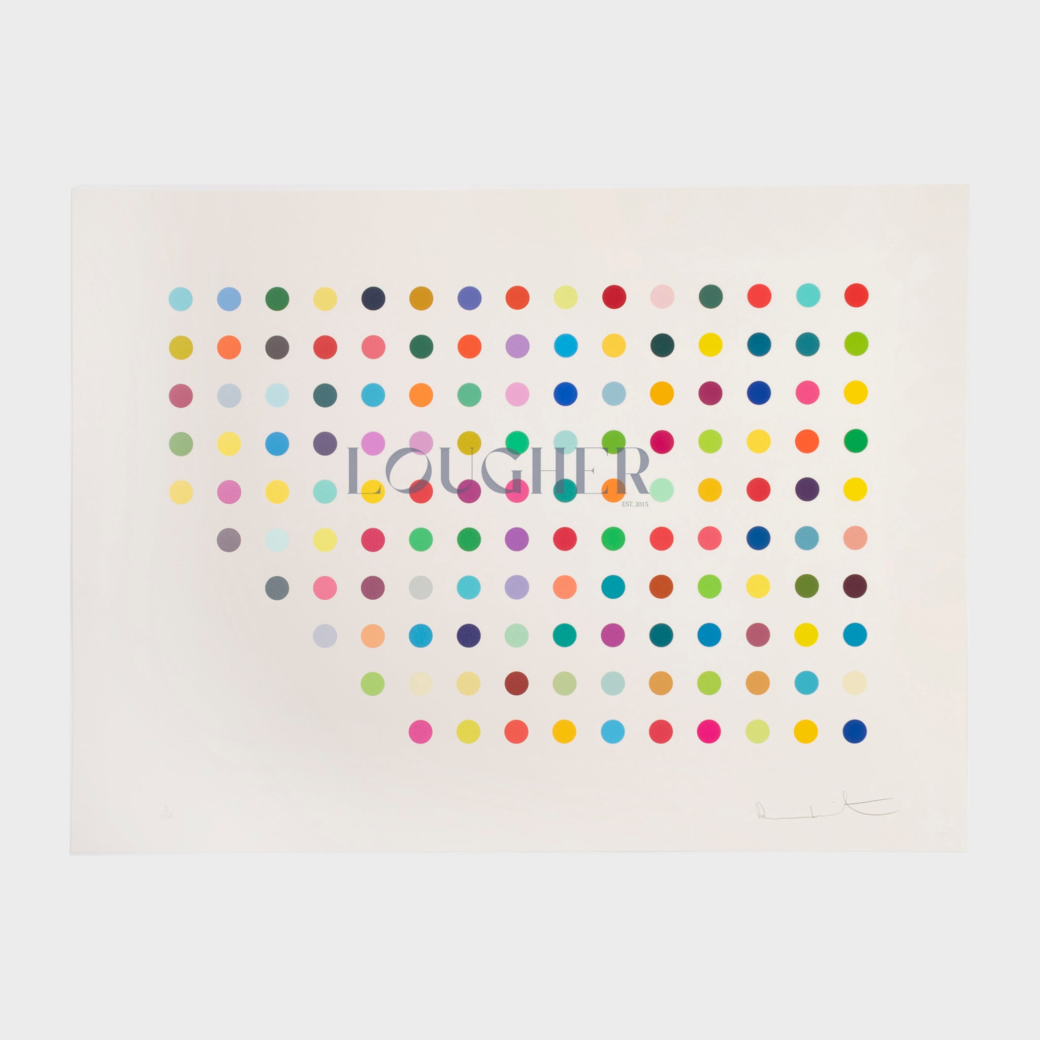 Limited edition Damien Hirst print titled "Meprobamate" from 2011, featuring vibrant contemporary artwork by Lougher Contemporary.