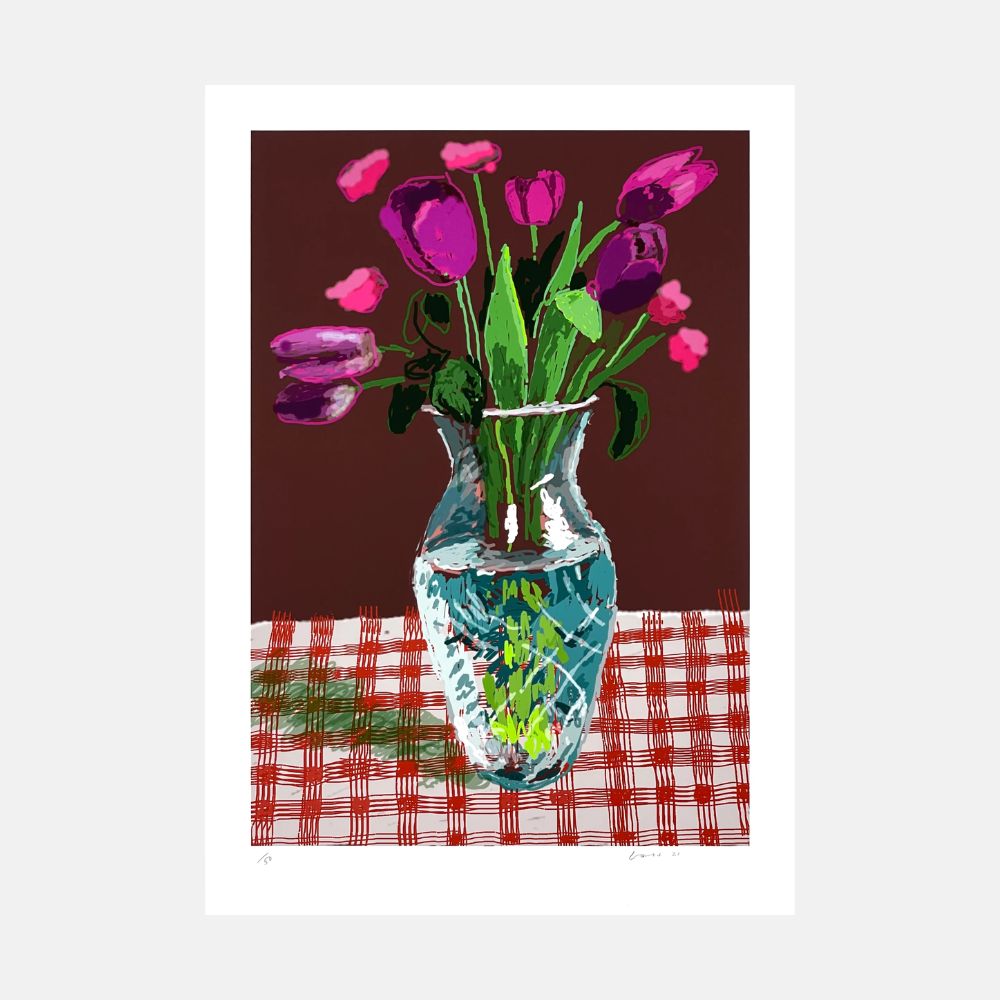 David Hockney, 16th March 2021, Tulips in Cut Glass, 2021