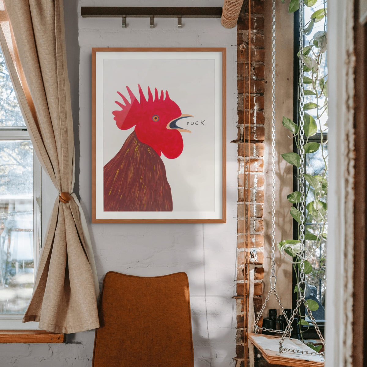 David Shrigley, Fuck (2021), screenprint displayed in a contemporary interior, showcasing the artist’s bold text-based artwork