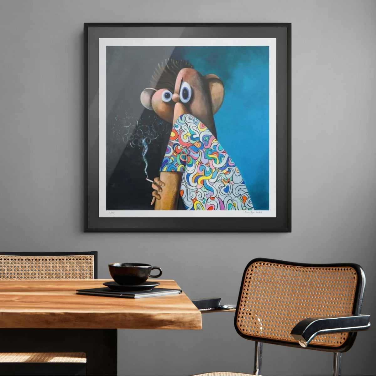 George Condo, Lost in Time (2024), 22-colour silkscreen on Somerset paper displayed in a contemporary interior