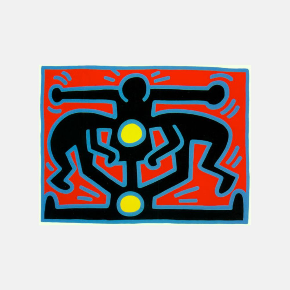 Limited edition Keith Haring Growing 2 print from 1988, featuring vibrant artwork with bold lines and dynamic figures.