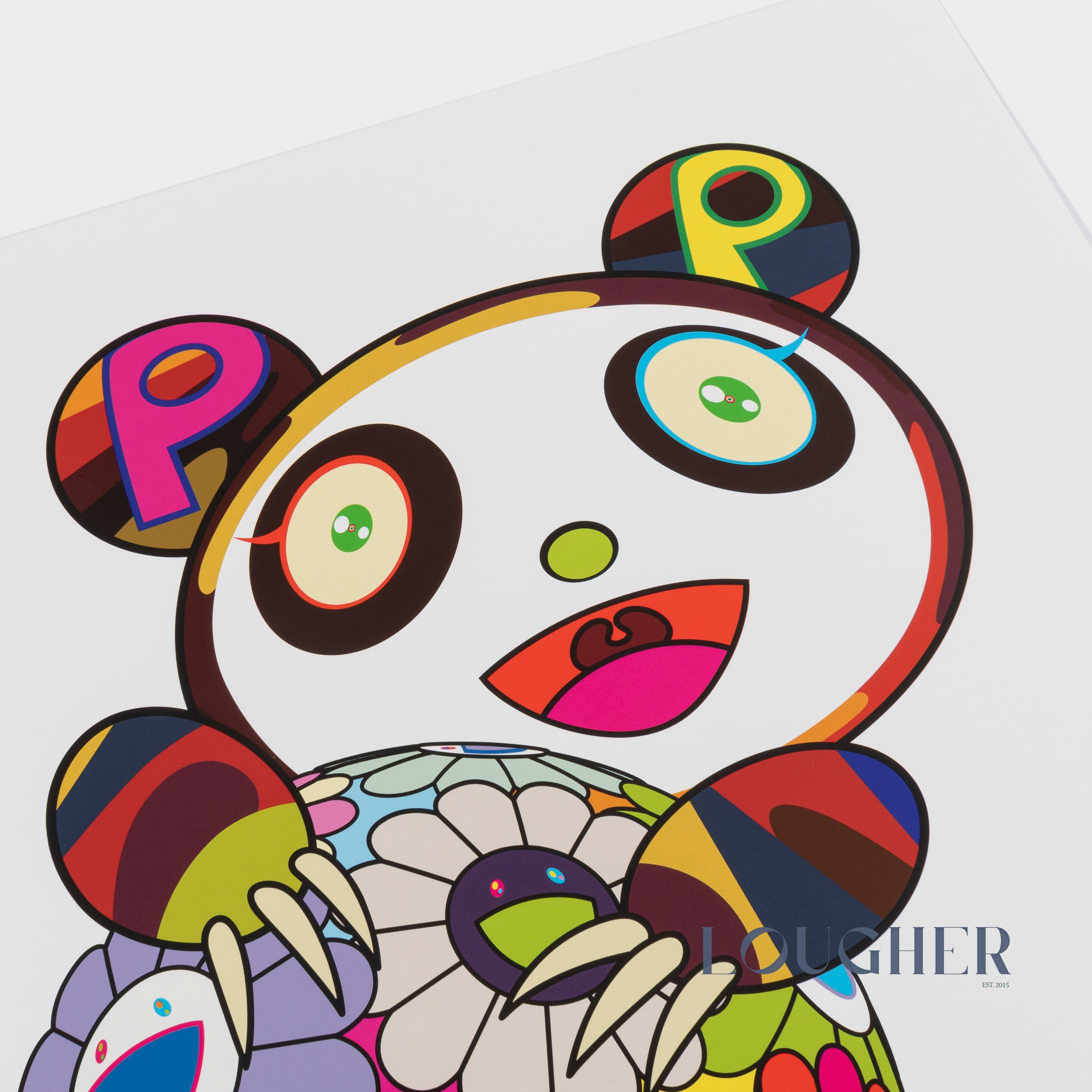 Takashi Murakami, A Panda Cub Hugging a Ball of Flowers, 2020