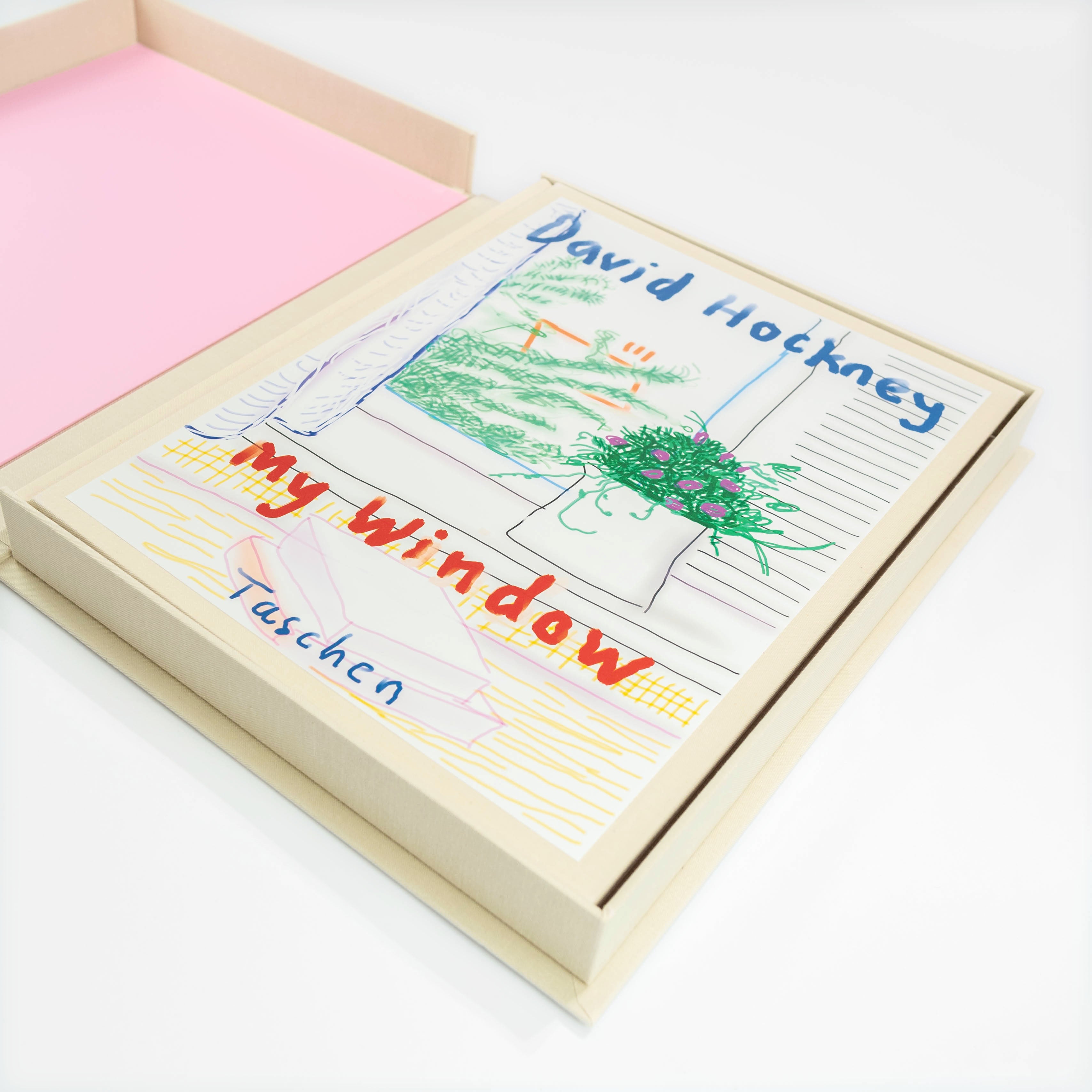 Limited edition David Hockney iPad drawing print titled "My Window" No. 281 by Lougher Contemporary, showcasing vibrant window art.