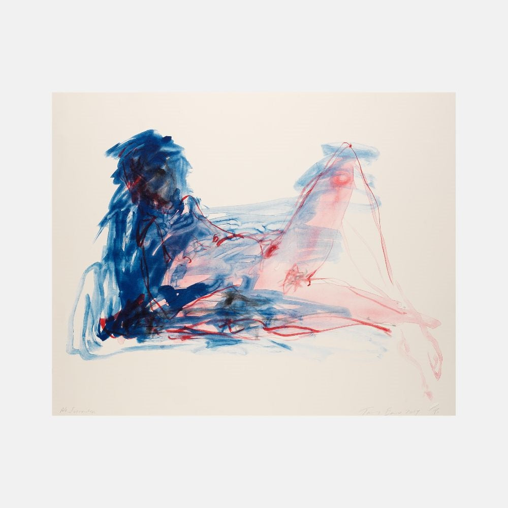 Limited edition print of Tracey Emin's "No Surrender" (2019) by Lougher Contemporary, featuring vibrant artwork on high-quality paper.