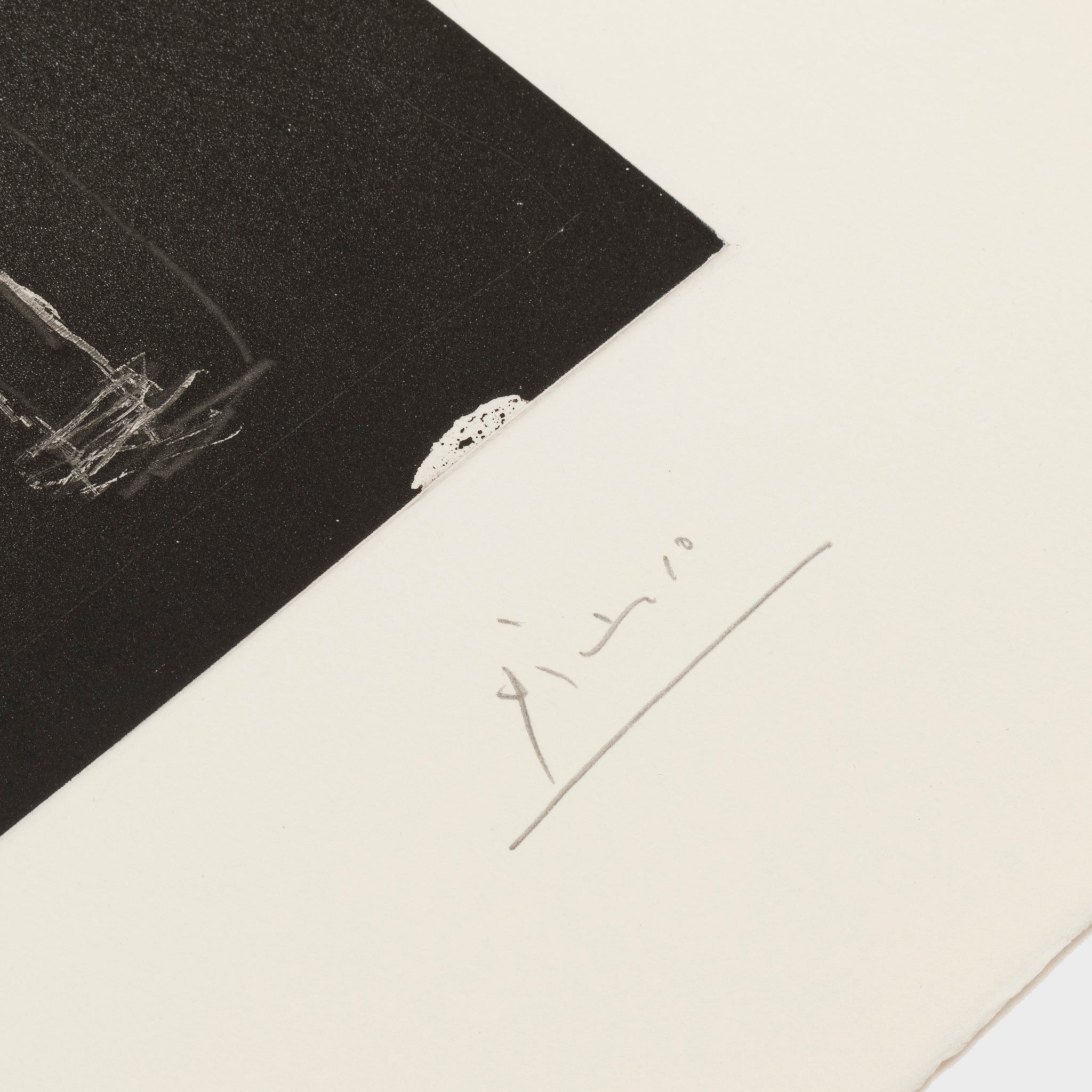 Picasso hand signature on the original 1963 etching Scène d’intérieur: l’atelier.