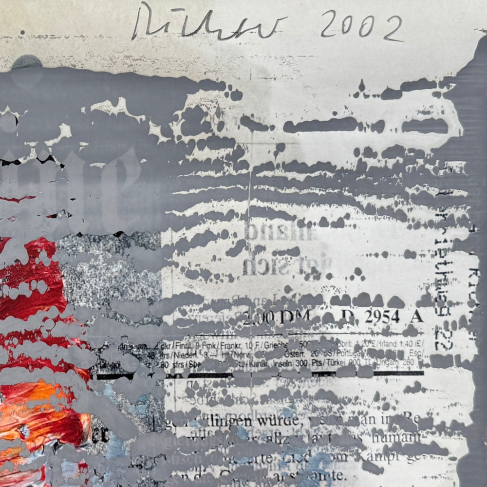 Edition and signature detail from Gerhard Richter's FAZ-Übermalung (CR 122), 2002.