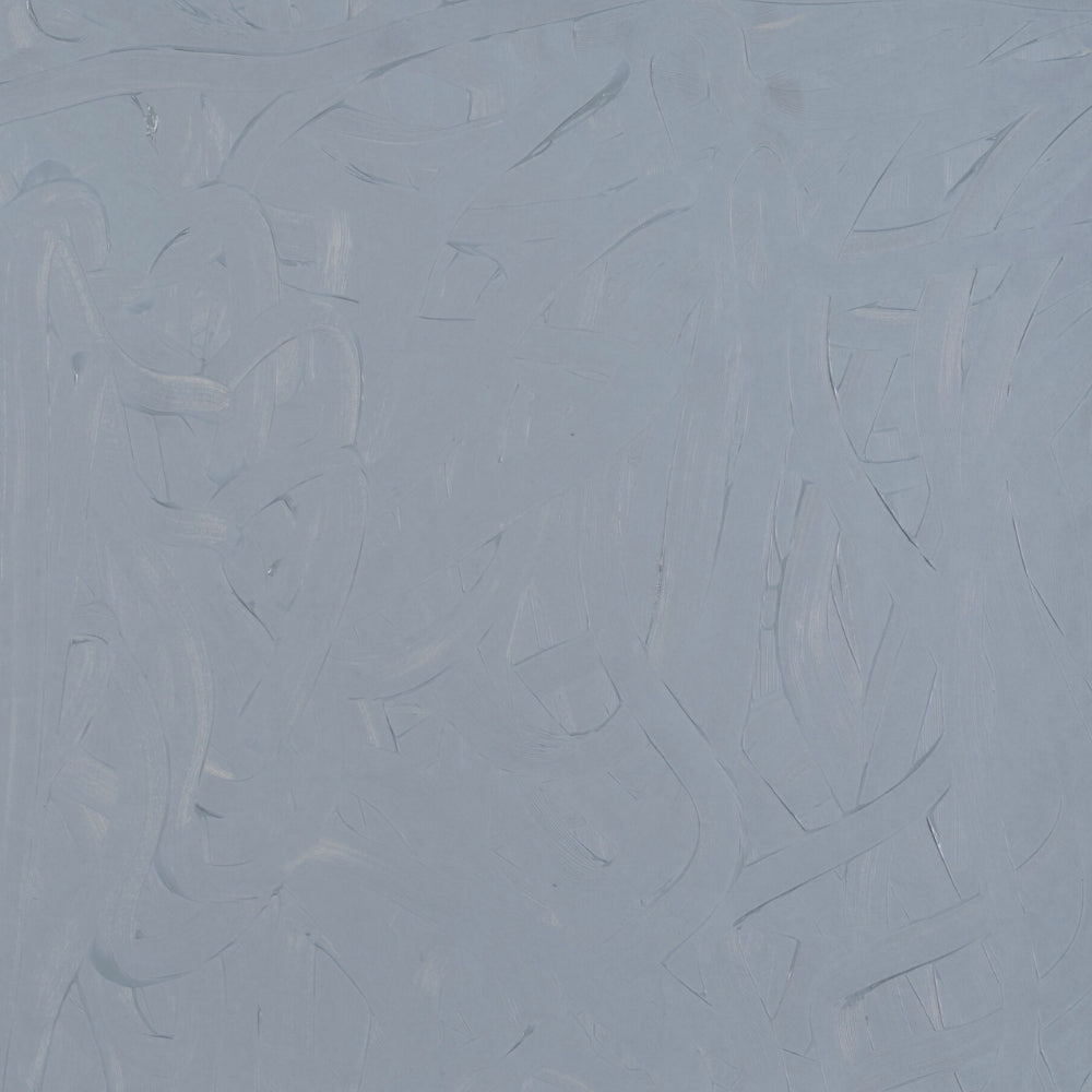 Detail of Gerhard Richter Vermalung (Grau) showing finger-painted grey oil marks on synthetic paper