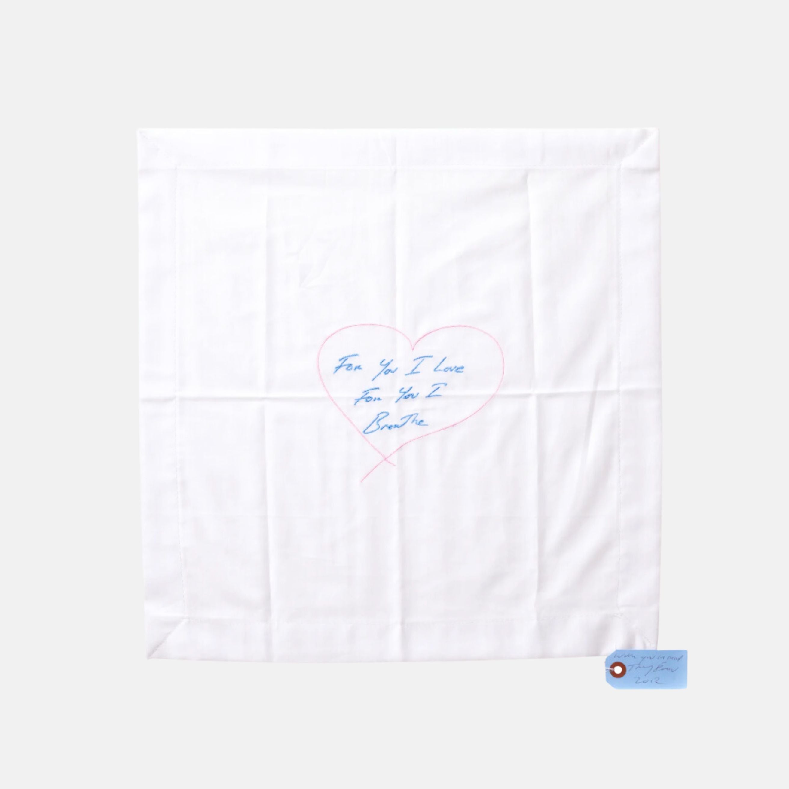 Tracey Emin, For You I Love For You I Breathe, Napkin (Blue and Pink), 2012 For Sale | Lougher Contemporary
