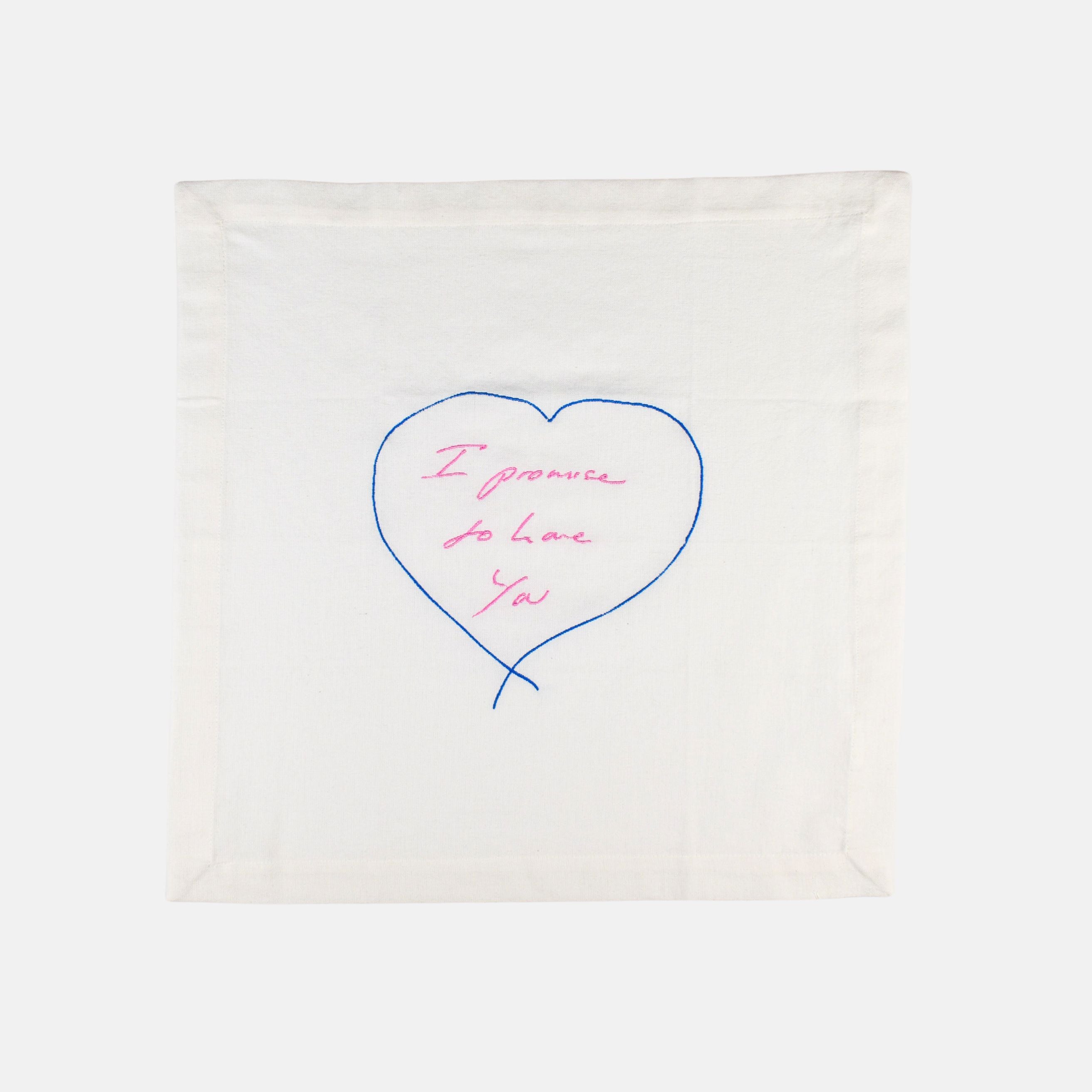 Tracey Emin, I Promise to Love You, Napkin (Pink and Blue), 2014 For Sale | Lougher Contemporary
