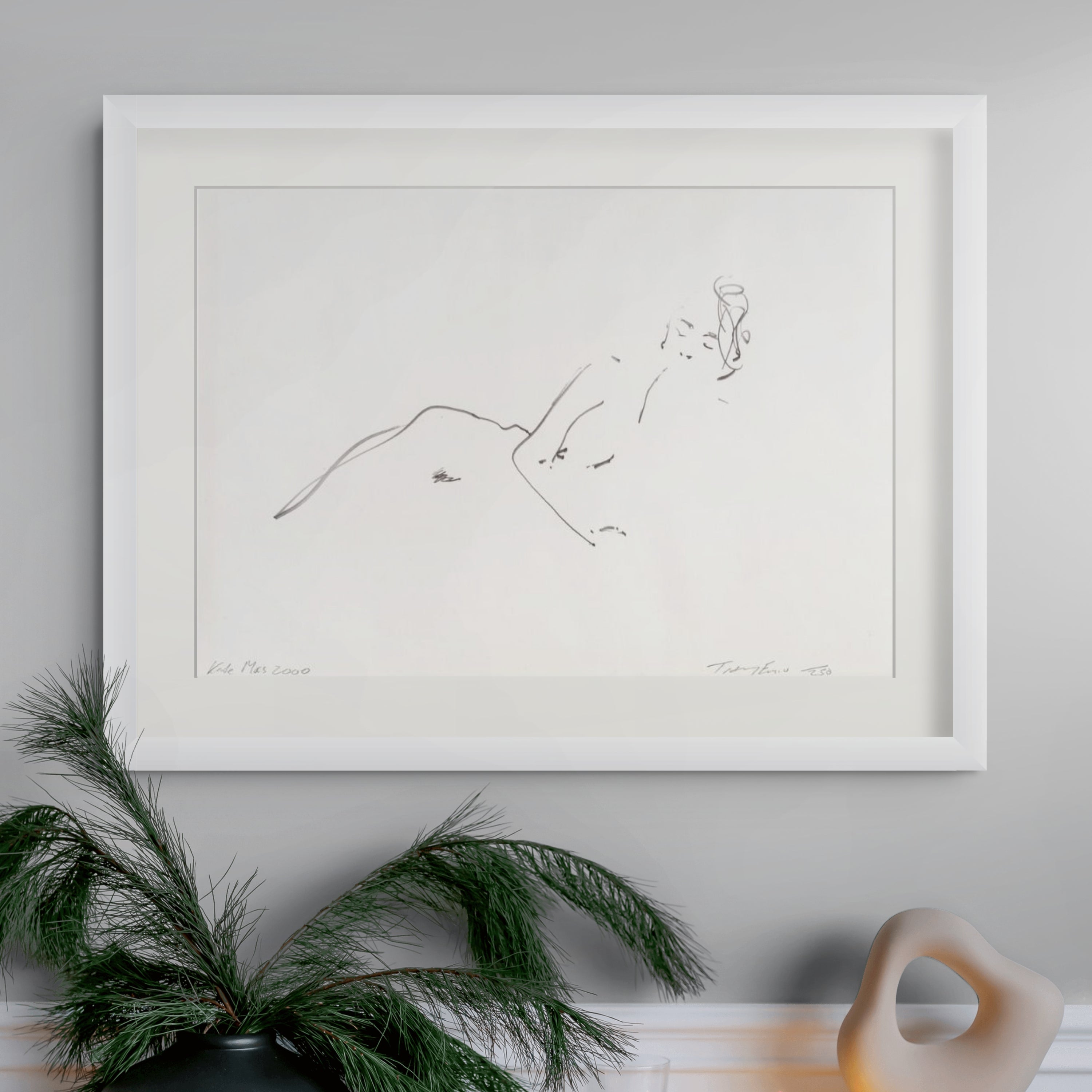 Tracey Emin, Kate Moss 2000 (2006), polymer gravure etching on wove paper displayed in a contemporary interior setting.