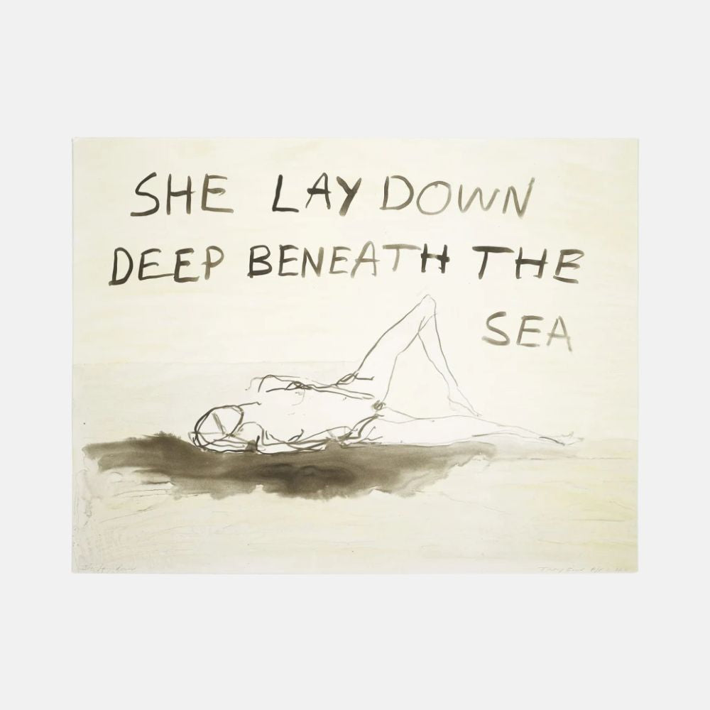 Limited edition Tracey Emin print titled "She Lay Down" from 2011, featuring her distinctive artistic style.