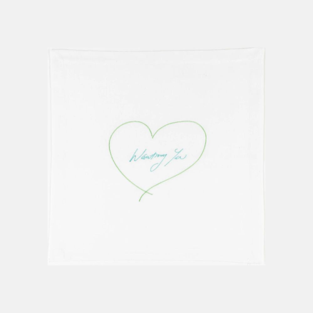 Tracey Emin, Wanting You, Napkin (Green and Blue), 2014 For Sale | Lougher Contemporary