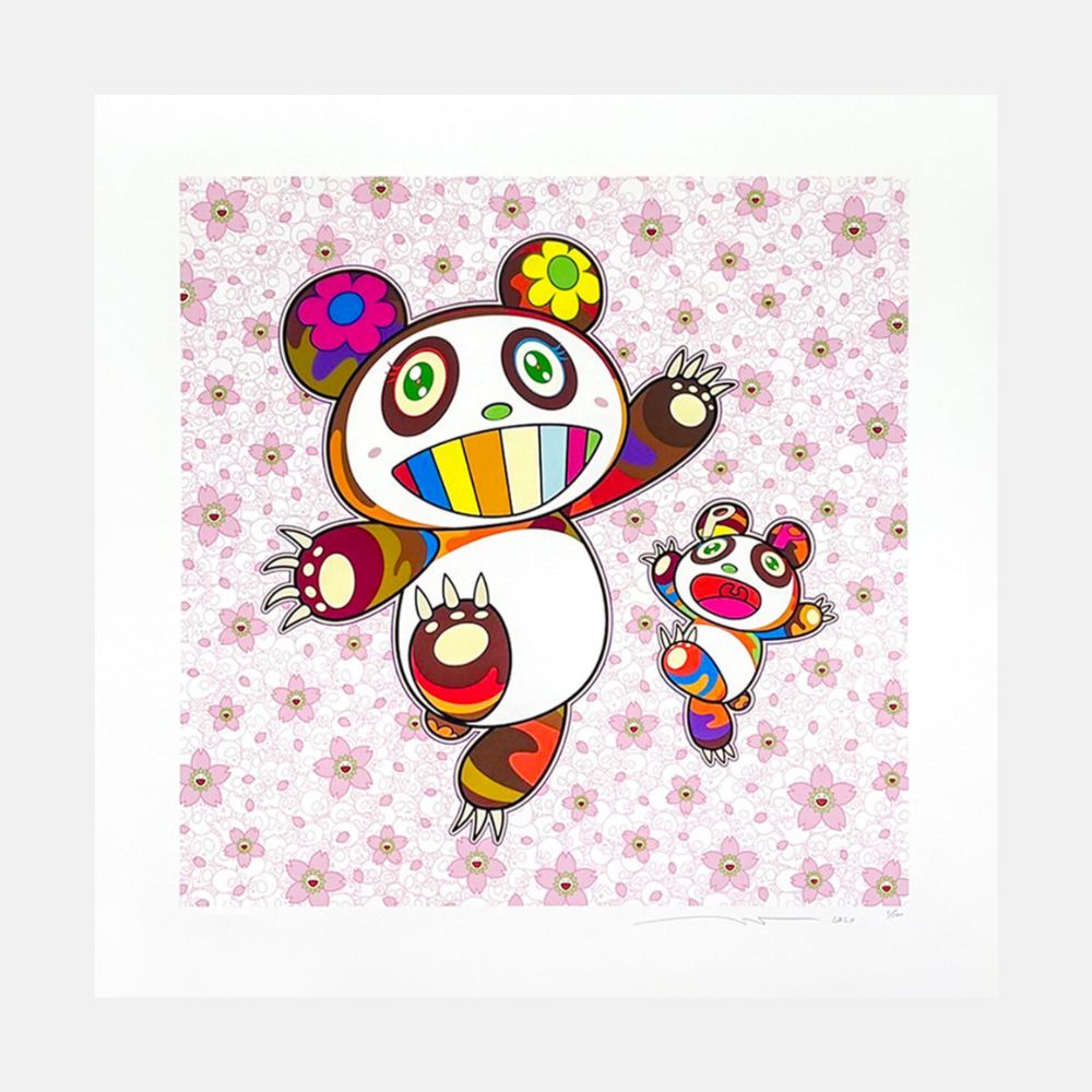 Takashi Murakami, Panda Mother and Baby in a Flurry of Cherry Blossom Petals, 2024 For Sale | Lougher Contemporary