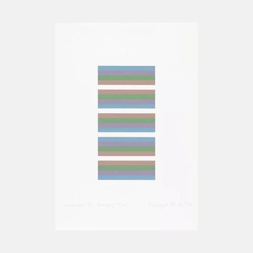Bridget Riley, Intervals 3 (Orange/Blue), 2021 For Sale - Lougher Contemporary