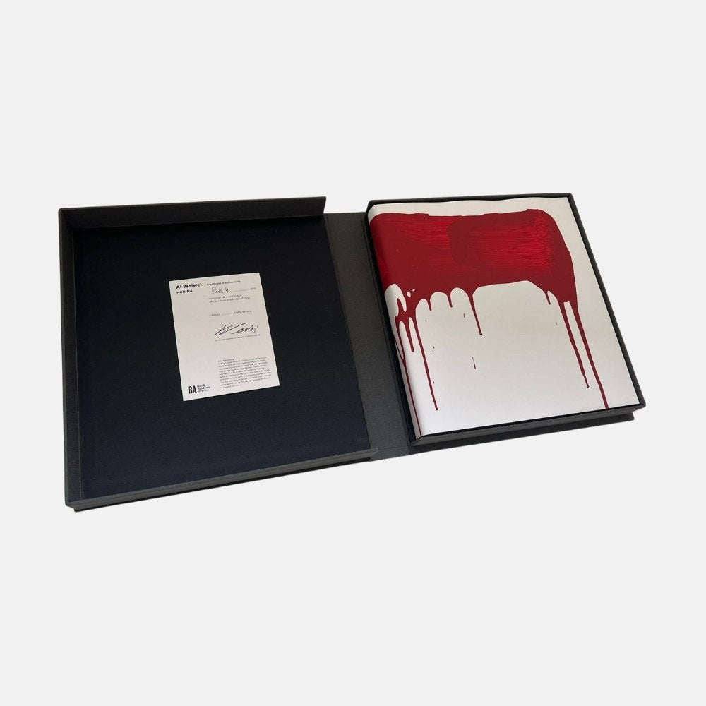 Ai Weiwei, Red Ai Weiwei Hand-Painted Limited Edition Hardback Catalogue, 2015 For Sale - Lougher Contemporary