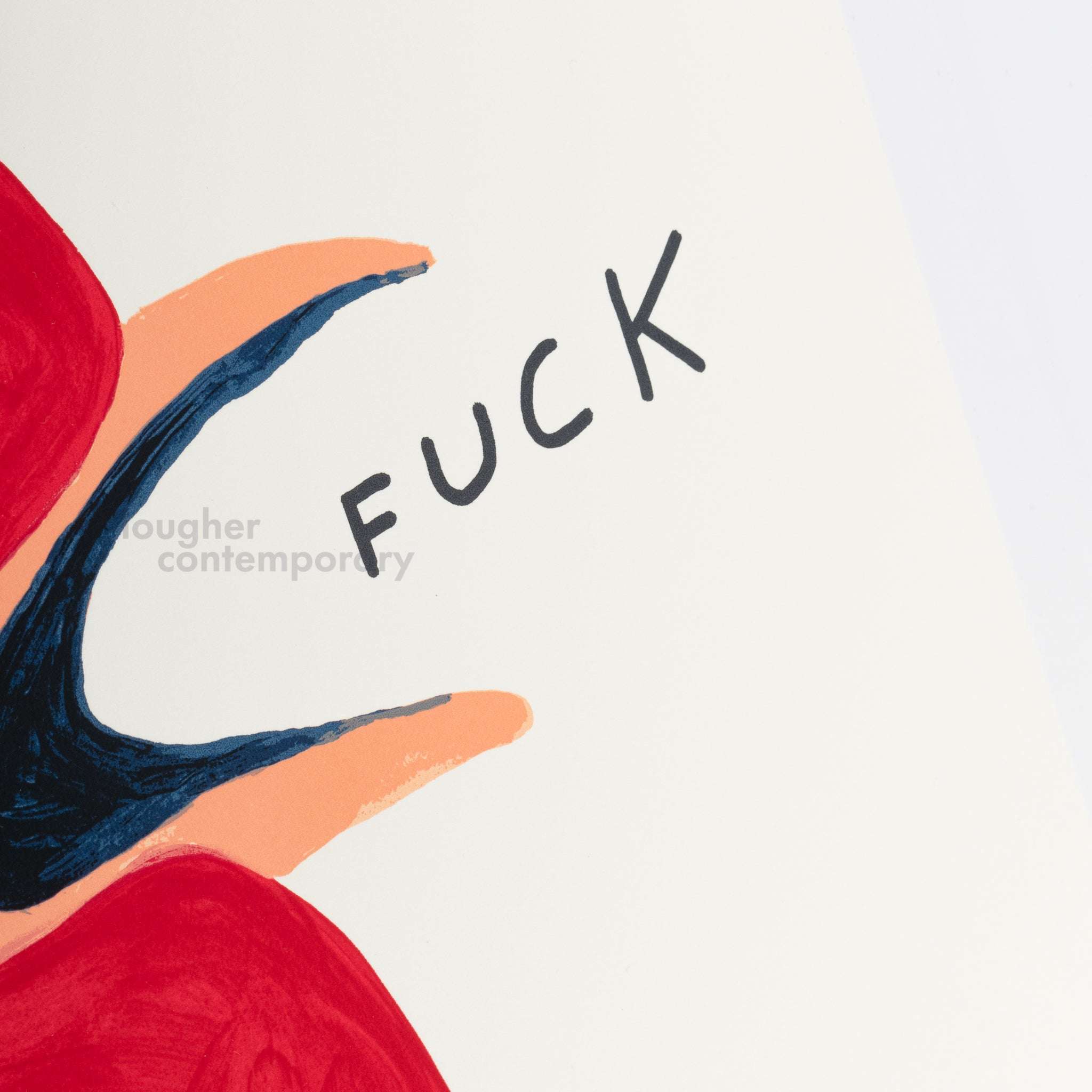Limited edition David Shrigley print titled "Fuck" from 2021, featuring bold black and white artwork on high-quality paper.