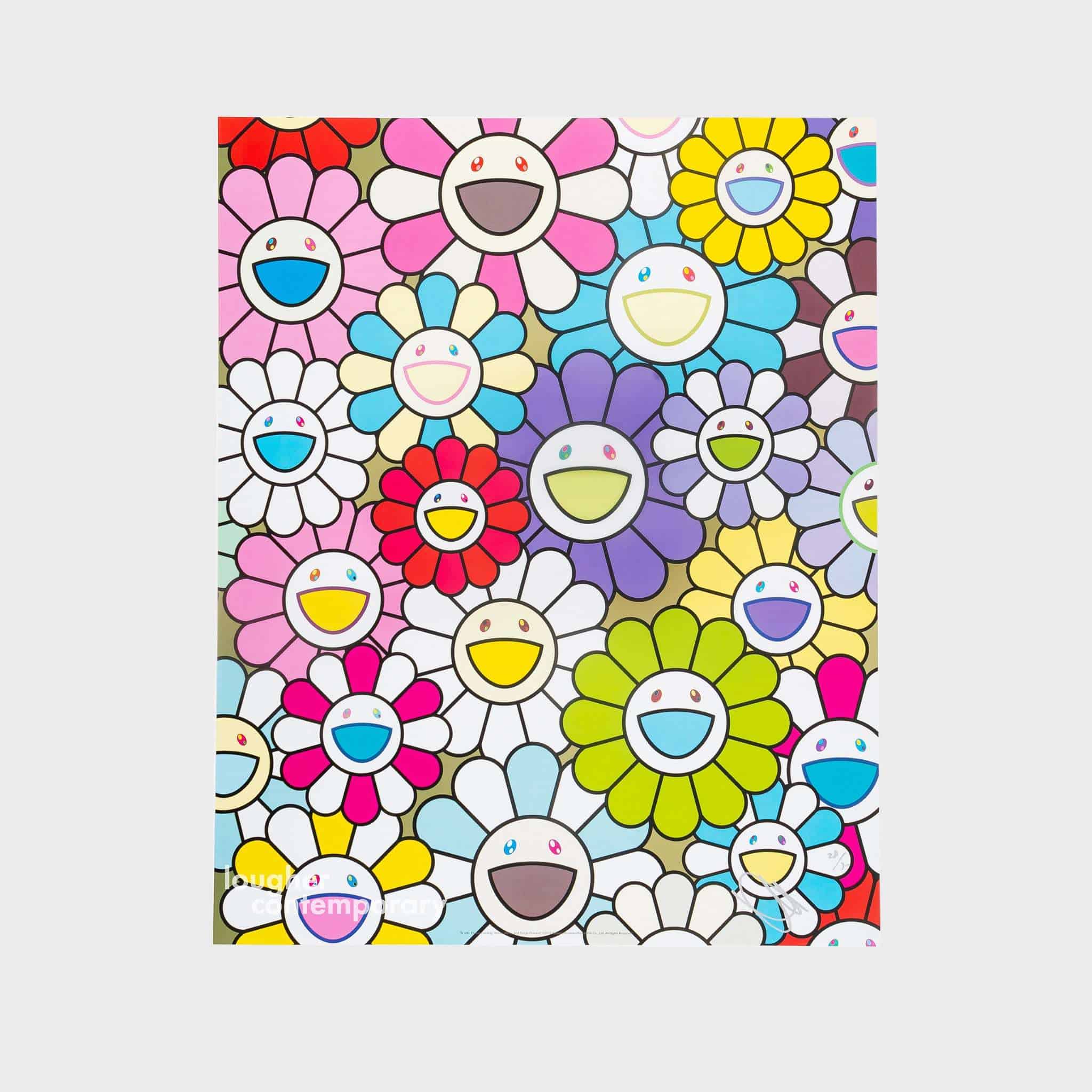 Takashi Murakami, A Little Flower Painting: Yellow, White, and Purple Flowers, 2019 For Sale - Lougher Contemporary