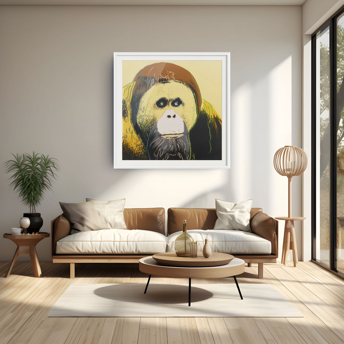 Limited edition Andy Warhol print of an orangutan from Endangered Species series, showcasing vibrant colors and detailed artwork.