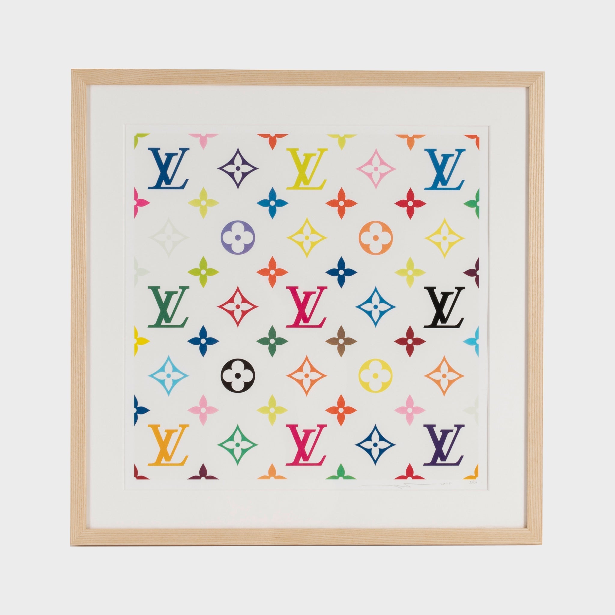 Takashi Murakami LV White Murakami Multicolour Monogram 2025 limited edition silkscreen featuring Louis Vuitton Monogram artwork.