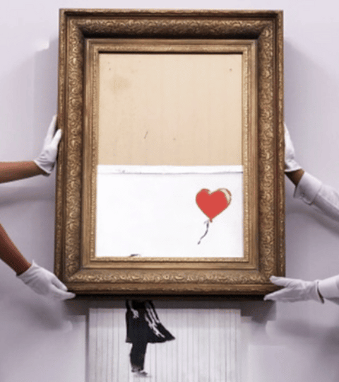 Banksy Girl with Balloon Shredded at Auction