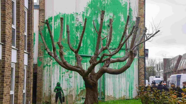 Banksy's newest mural in Finsbury Park, London