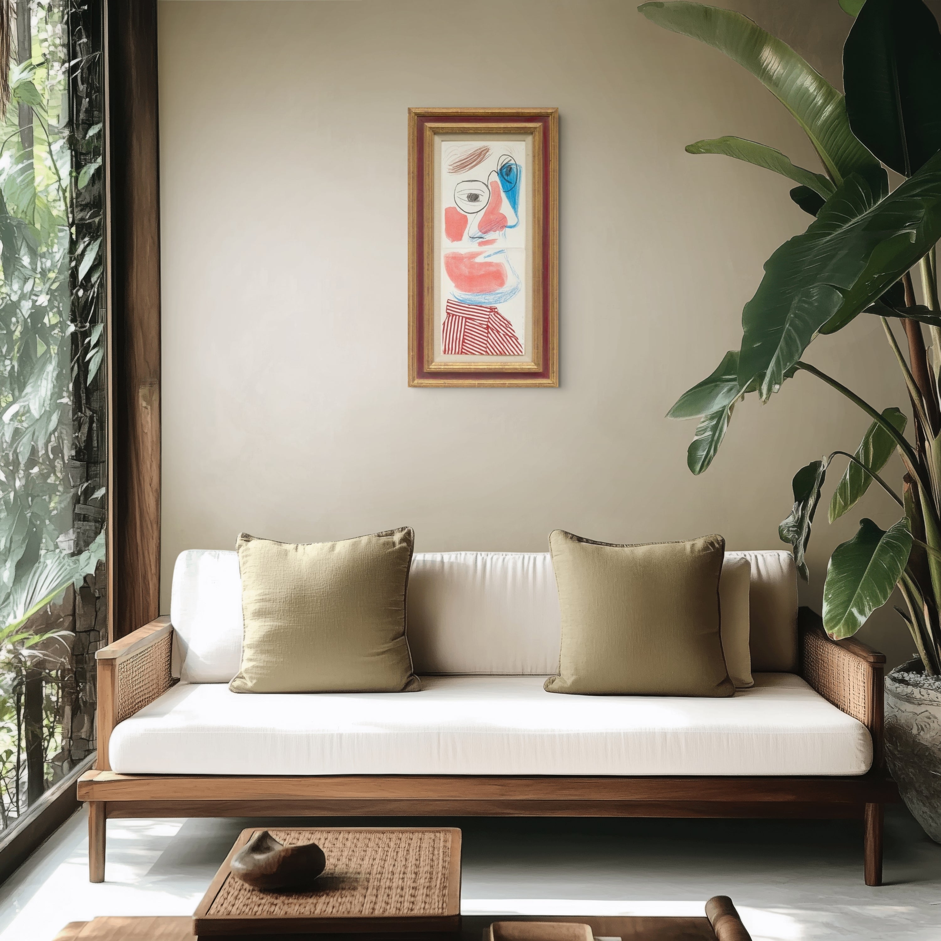 David Hockney Self-Portrait, July 1986 displayed as a rare Home-Made Print in a contemporary interior.
