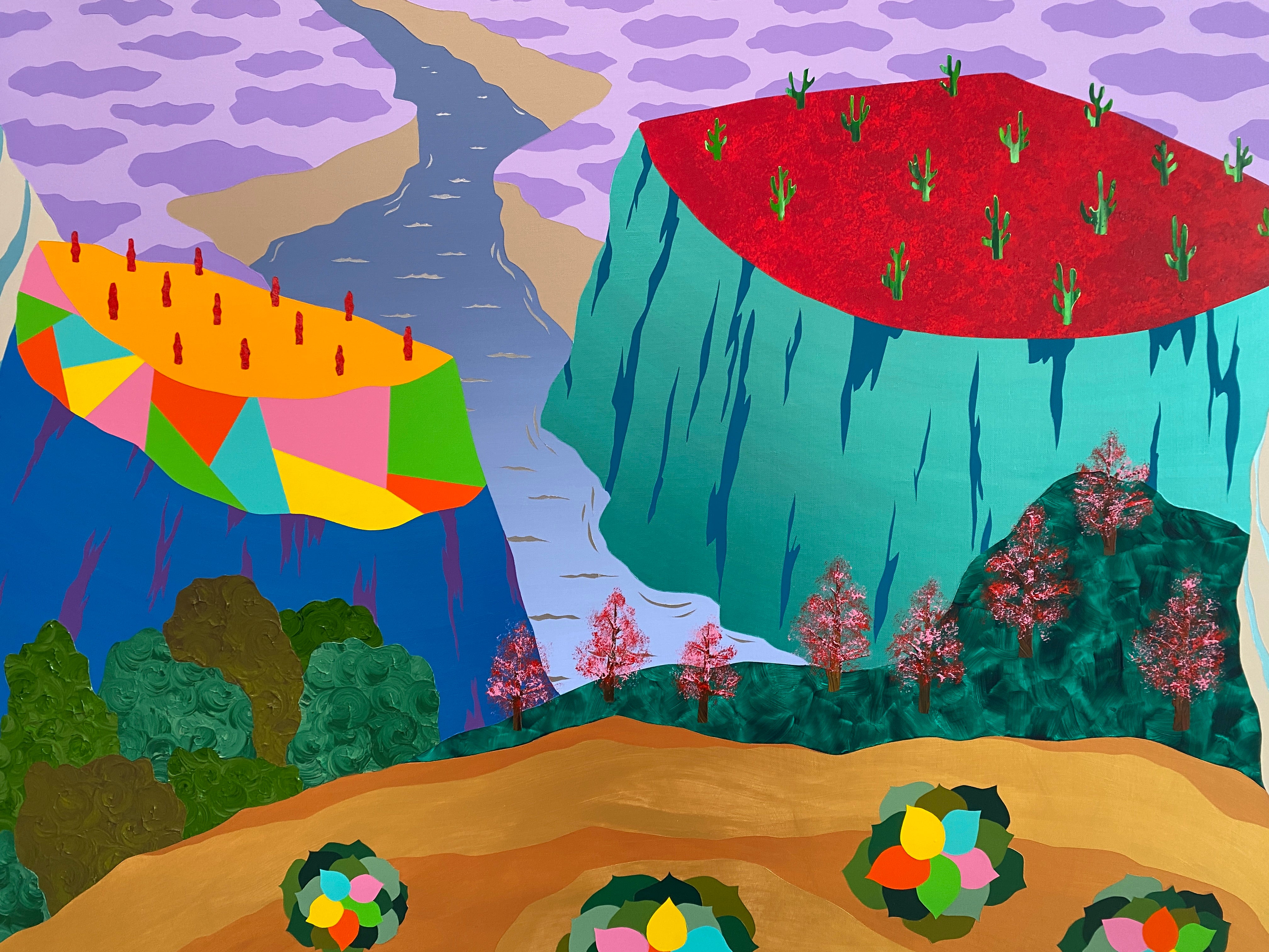 “Pedro Paricio abstract painting inspired by David Hockney Cycles of Renewal exhibition”