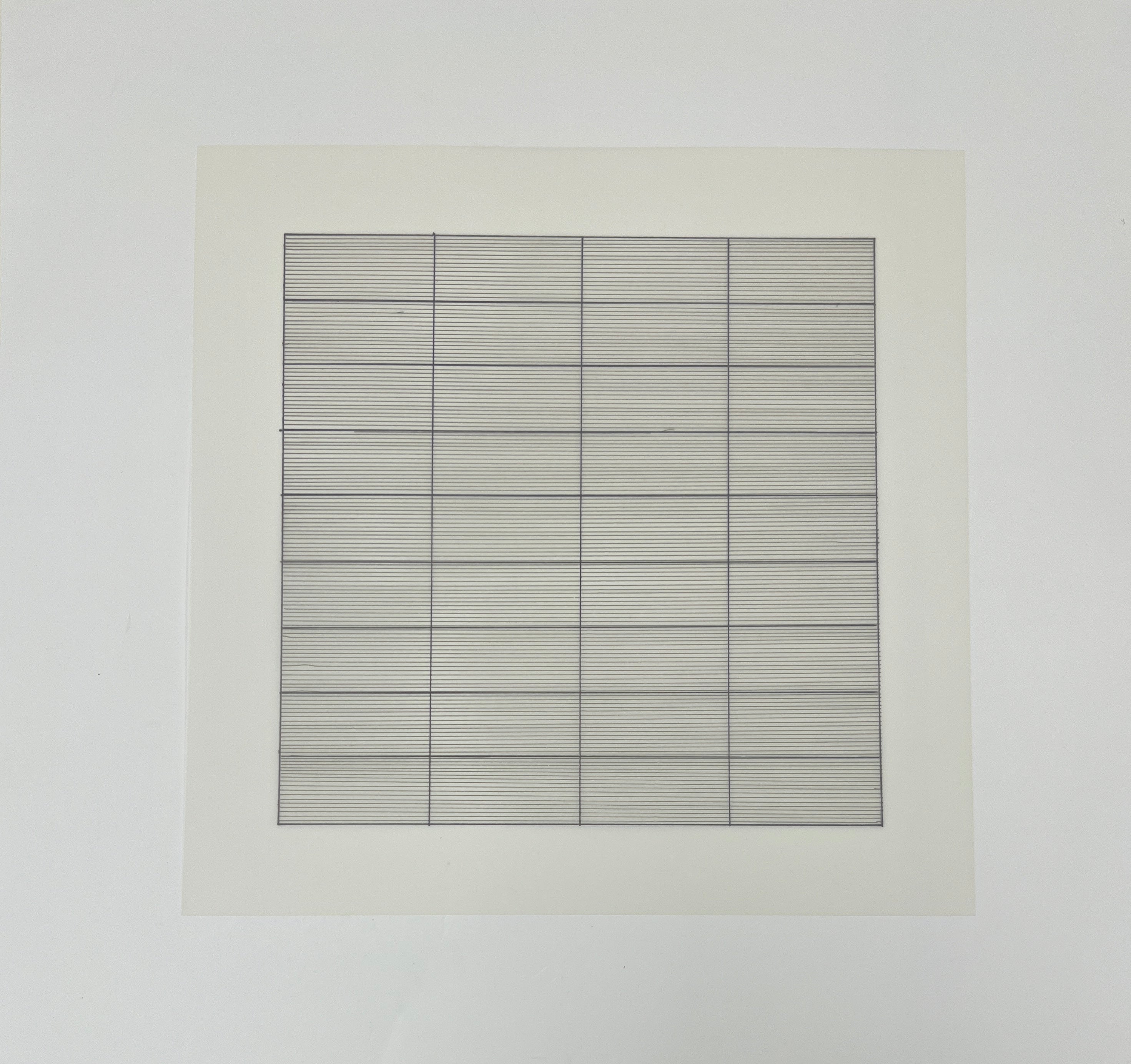 Limited edition Agnes Martin Untitled print from Paintings and Drawings series, by Lougher Contemporary, showcasing abstract geometric design.