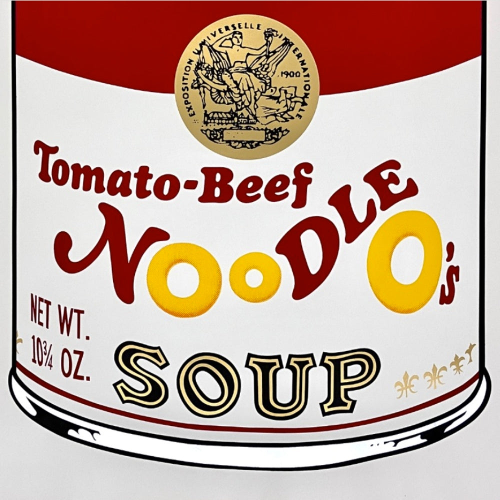 Limited edition Andy Warhol Tomato-Beef Noodle O's Soup print by Lougher Contemporary, featuring vibrant pop art style.