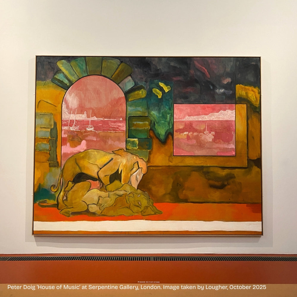 Detail of a House of Music limited‑edition print by Peter Doig in oak frame