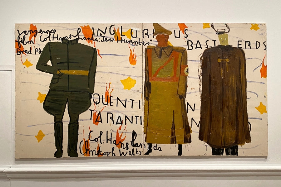 Detail of Rose Wylie contemporary painting inspired by film and sport