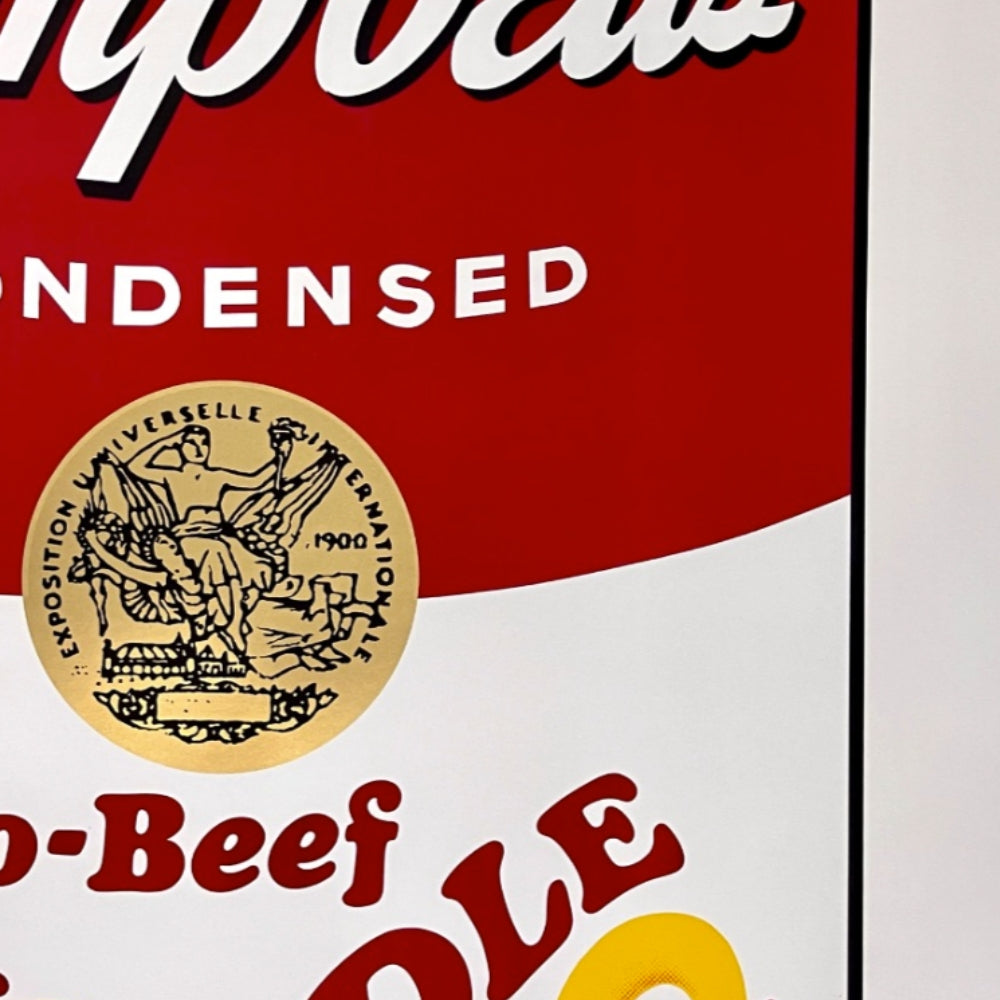 Limited edition Andy Warhol Tomato-Beef Noodle O's Soup print by Lougher Contemporary, featuring vibrant pop art imagery from 1969.