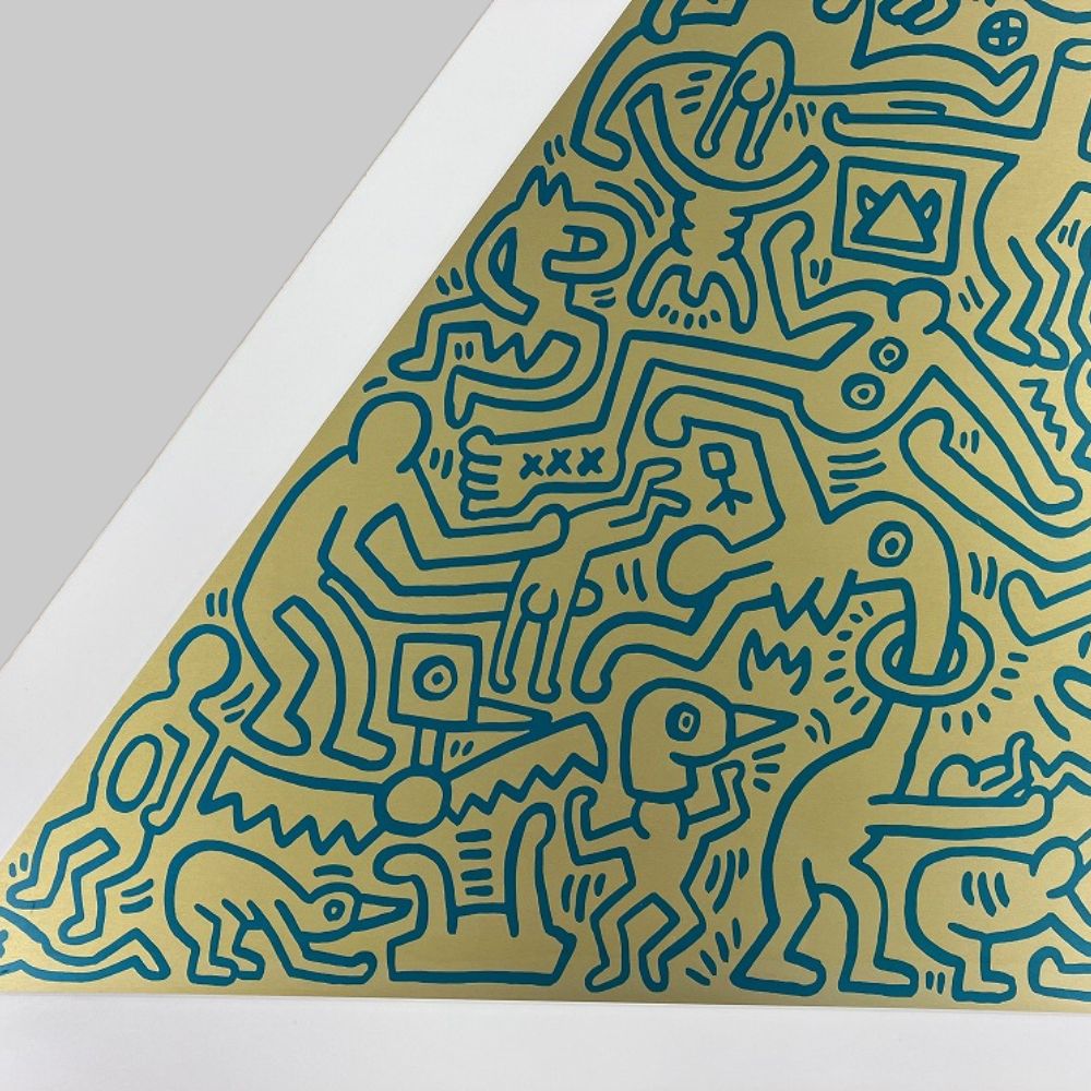 Keith Haring, Pyramid (gold 1), 1989 For Sale | Lougher Contemporary 