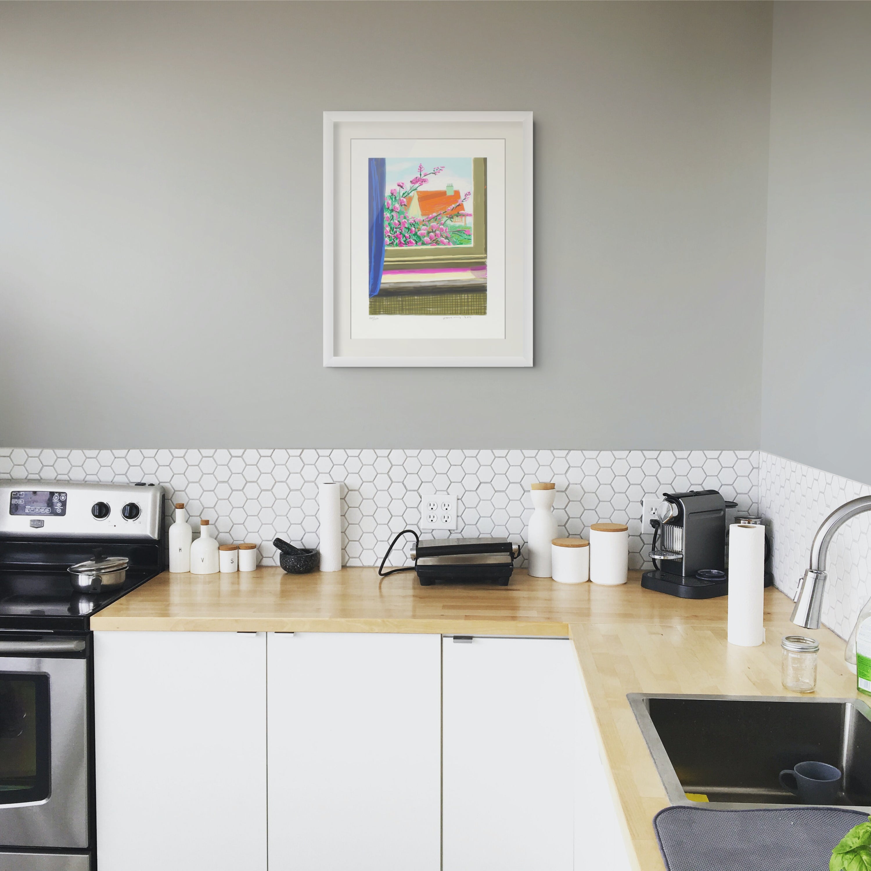 David Hockney, My Window. iPad Drawing No. 778, 2019 8-colour inkjet print on cotton-fibre archival paper displayed in a contemporary interior.