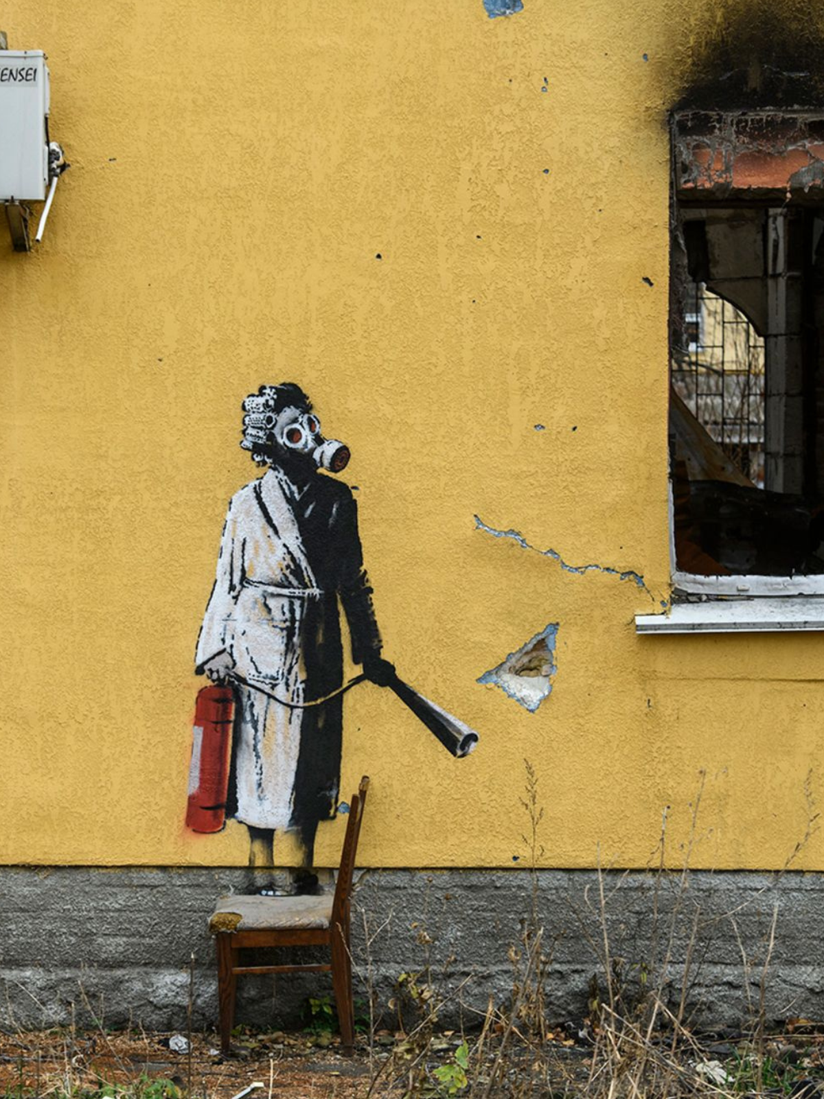 Banksy Ukrainian Mural Gas Mask