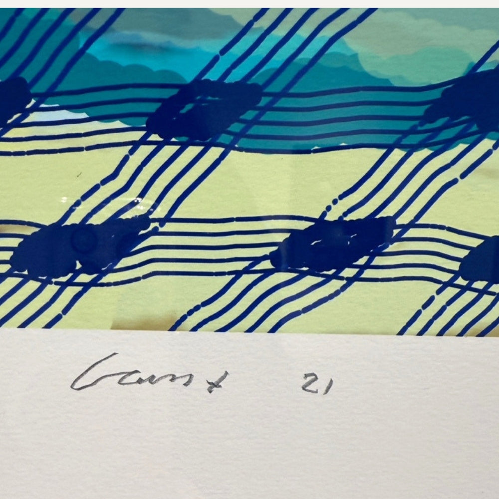 David Hockney, 24th February 2021, Red, Yellow and Purple Flowers on a Blue Tablecloth, 2021, iPad drawing inkjet print on paper depicting colourful flowers