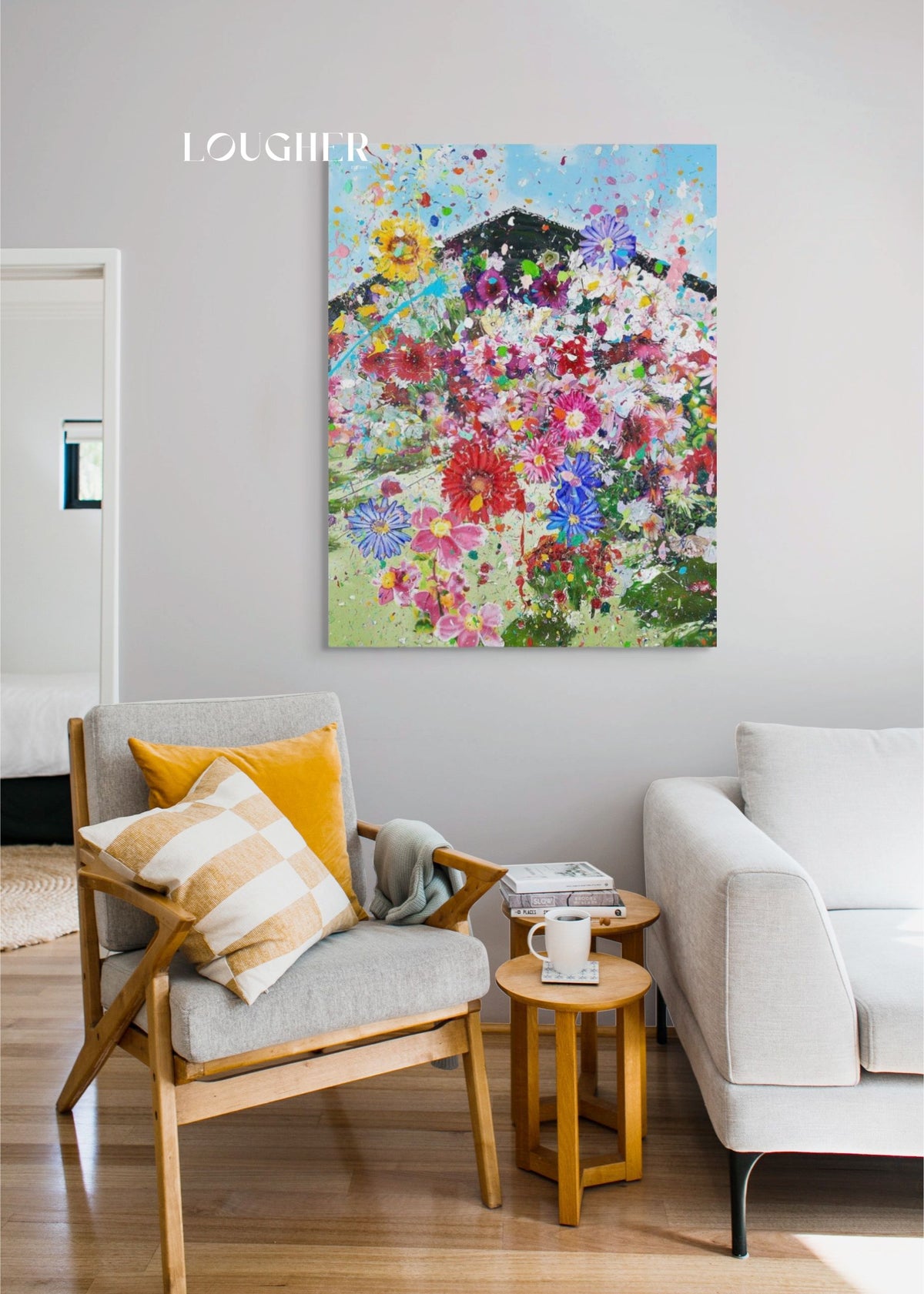 Damien Hirst, H14-2 Happiness (from the Secrets) (2024), laminated Giclée print featuring a vibrant floral composition.