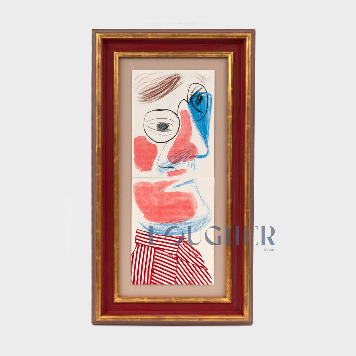Limited edition David Hockney self-portrait print from July 1986 by Lougher Contemporary, featuring Hockney's distinctive artistic style.